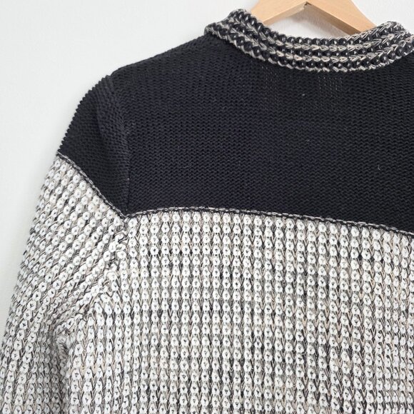 Chico's Black and White Geometric Knit Cardigan Fringe Sweater Jacket - Picture 12 of 12